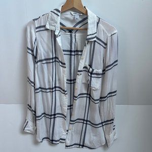 Old Navy The Classic Shirt White Gray Plaid Size Small